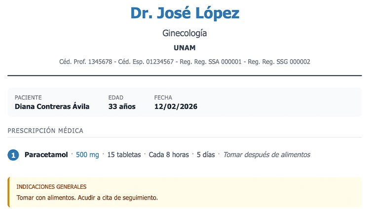 Receta para impresión